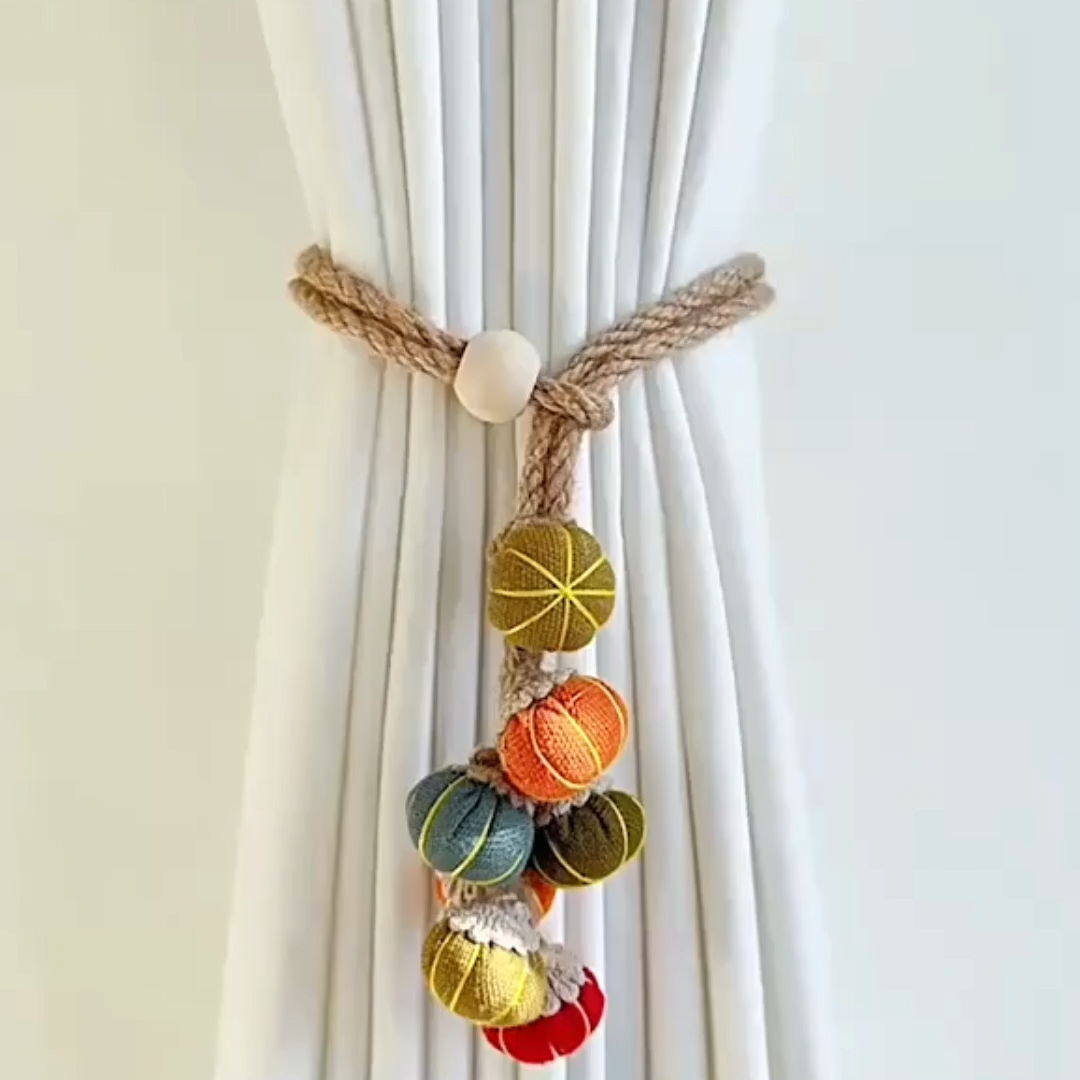Harvest Pumpkin Beaded Curtain Tieback (Set of 2)