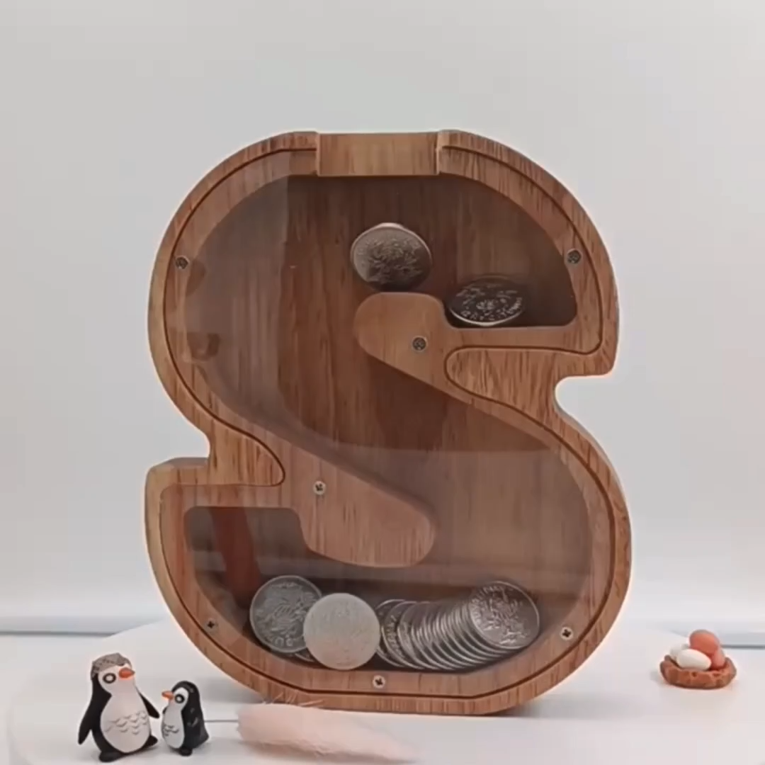 Wooden Letter Shaped Piggy Bank