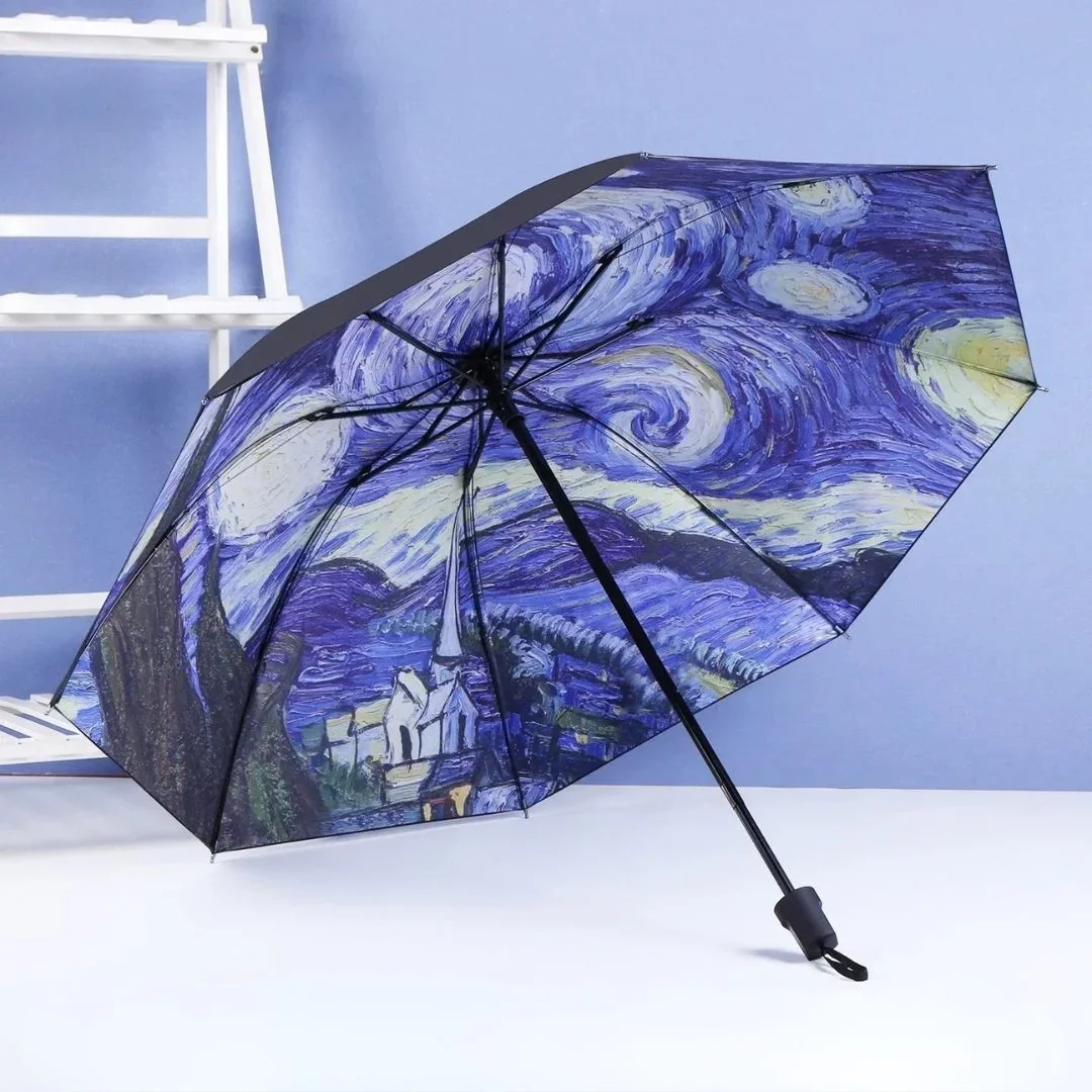 Van Gogh Starry Night Auto-Open Folding Umbrella