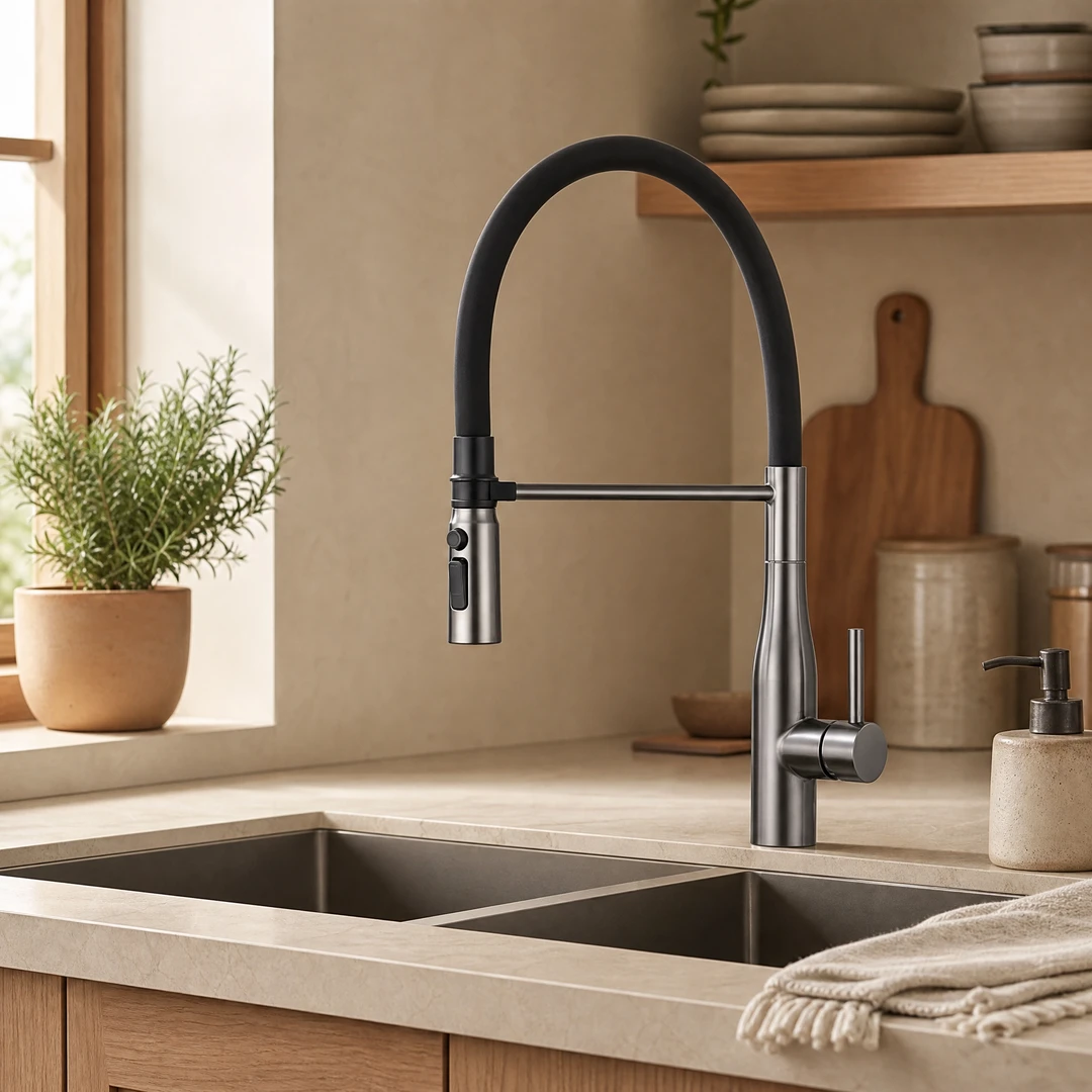 Magnetic Italian Kitchen Faucet — 360° Rotation Double Sink