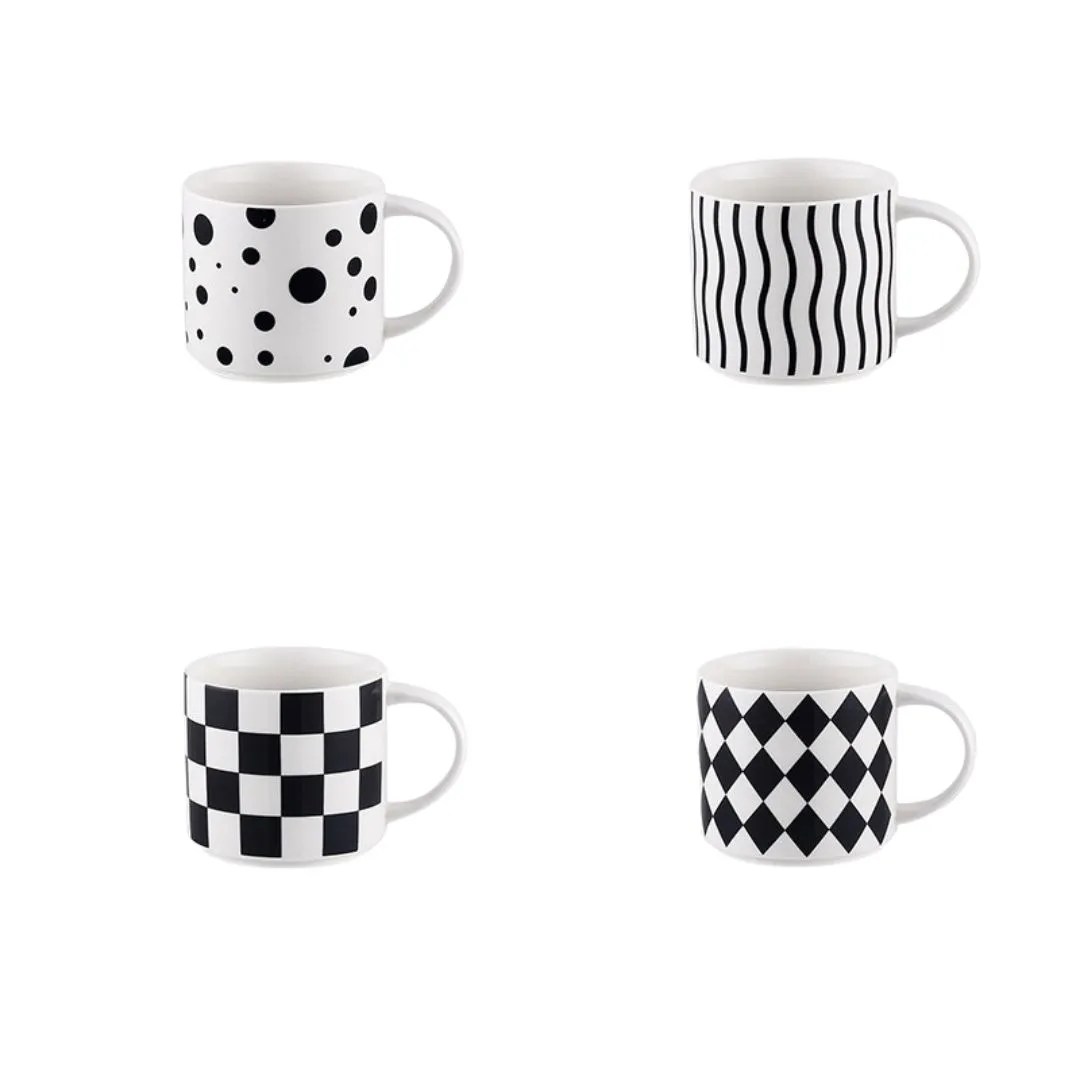 Black and White Ceramic Mug Set