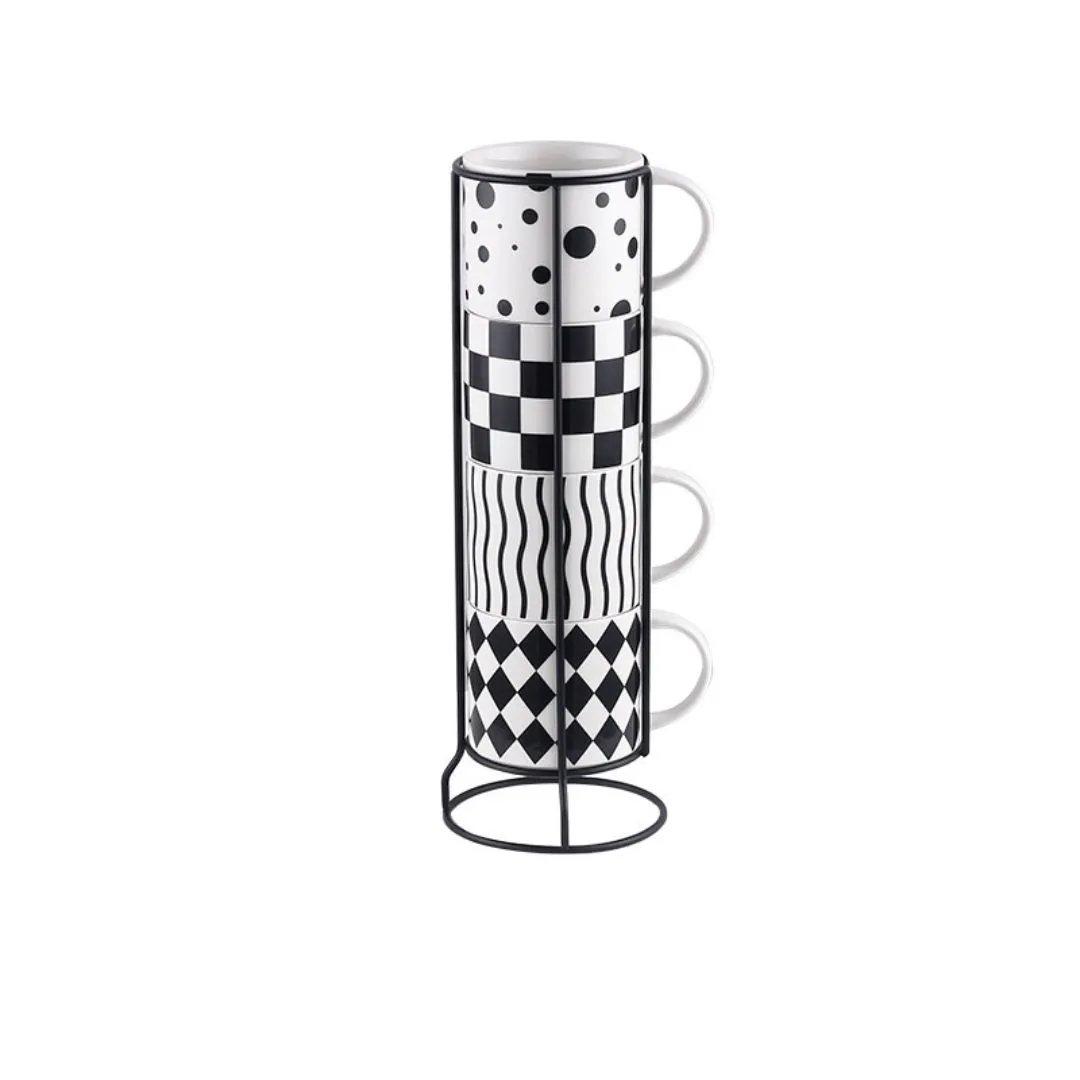 Black and White Ceramic Mug Set