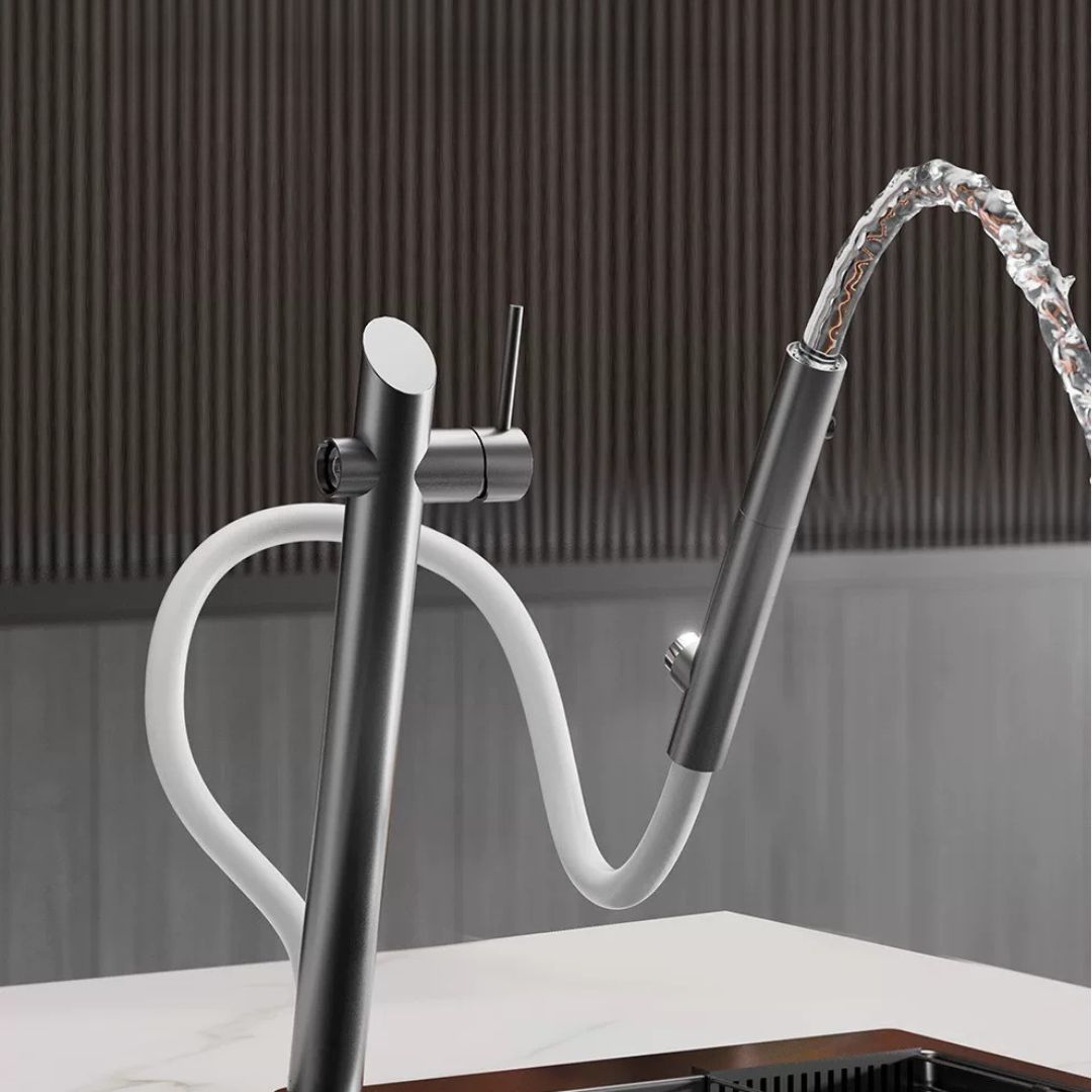 Brass Pull-Out Kitchen Faucet