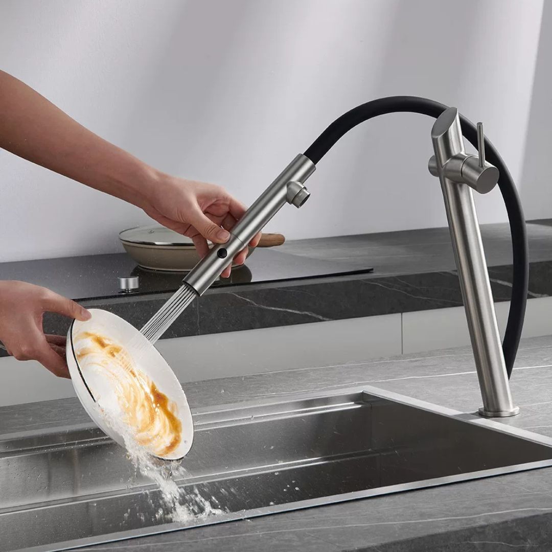Brass Pull-Out Kitchen Faucet