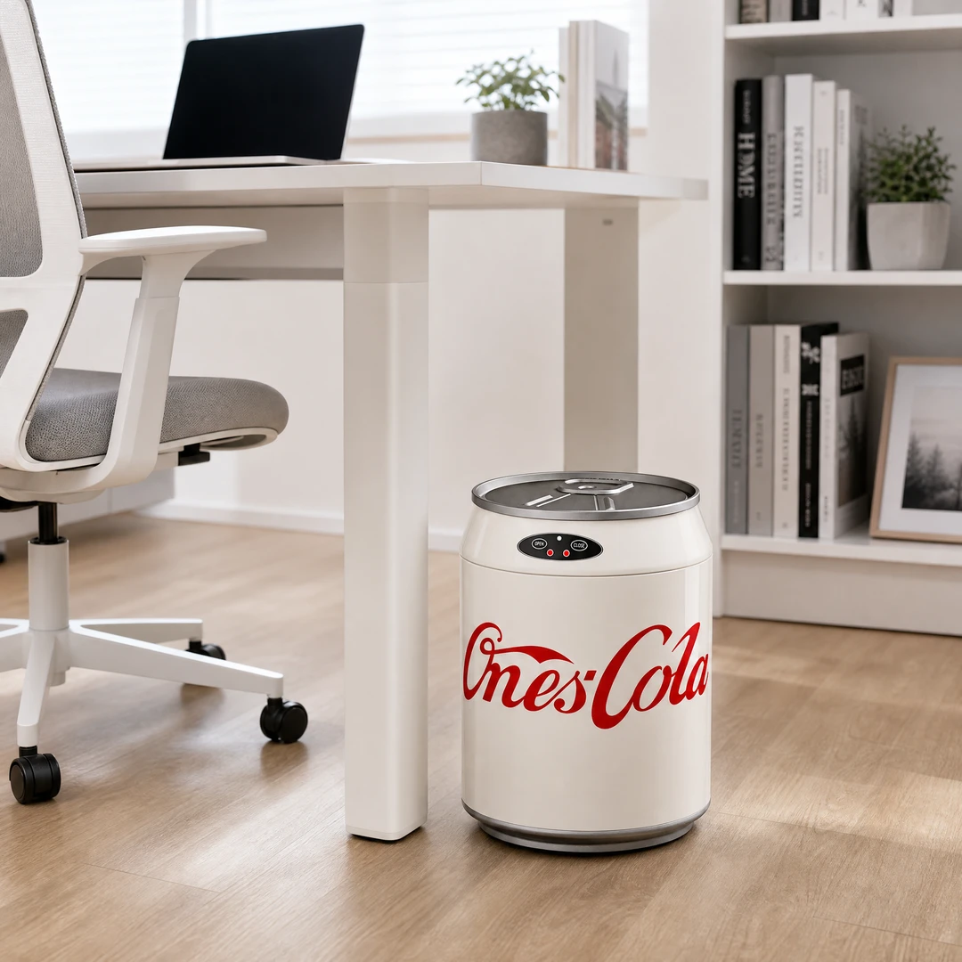 Coke Can Style Smart Trash Can - Office Scene