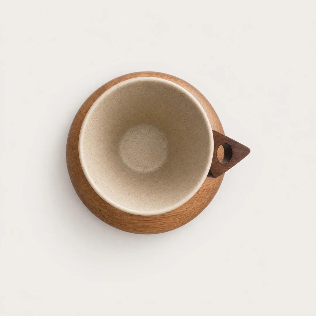 Cone Coffee Cups with Wood Base - Top View