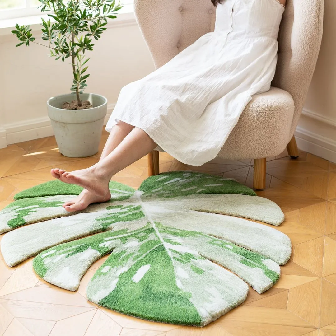 Hand-Tufted Monstera Leaf Rug