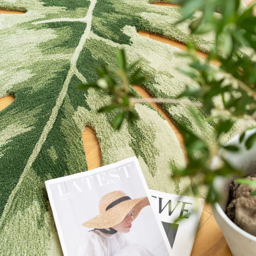 Hand-Tufted Monstera Leaf Rug