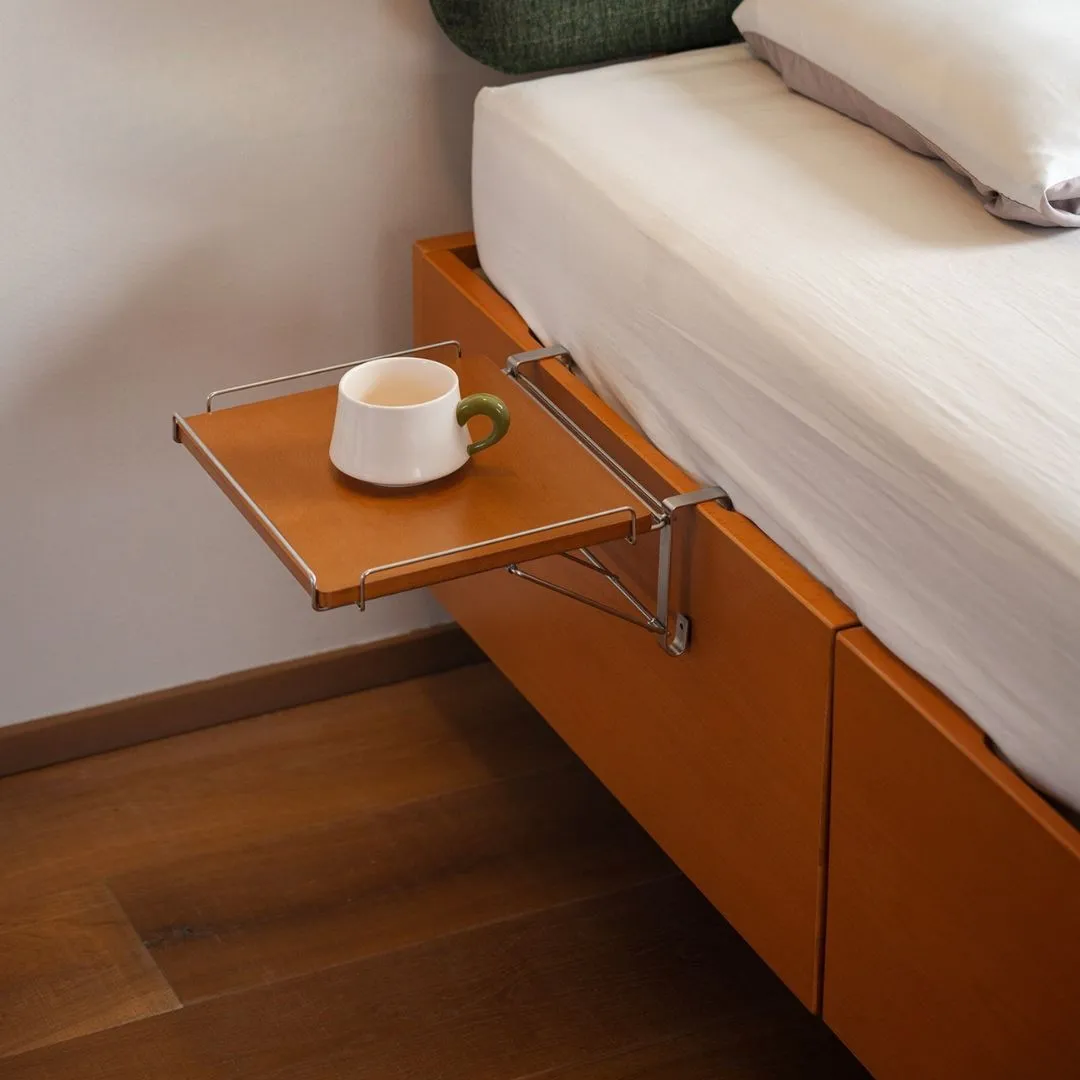 Honey Beech Folding Bedside Shelf