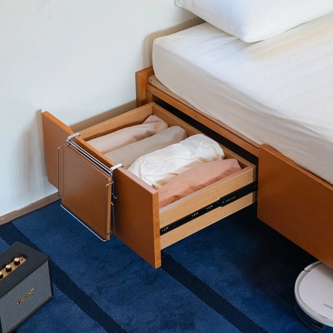 Honey Beech Folding Bedside Shelf