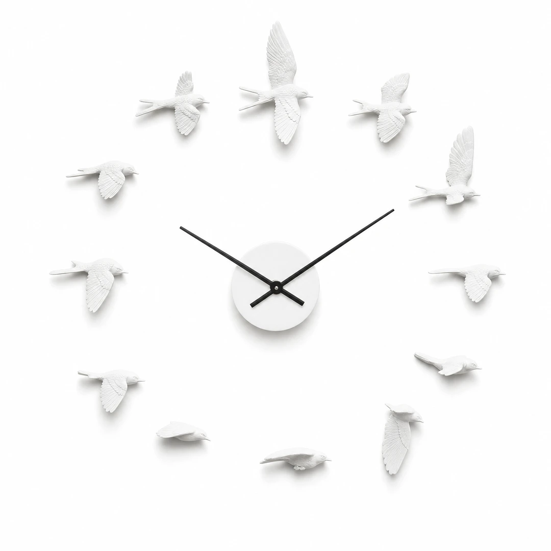 Modern Swallow Wall Clock - Full Front View