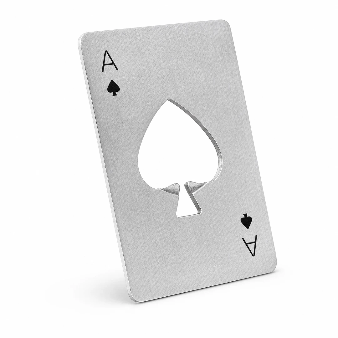 Ace of Spades Bottle Opener angle view showing thickness