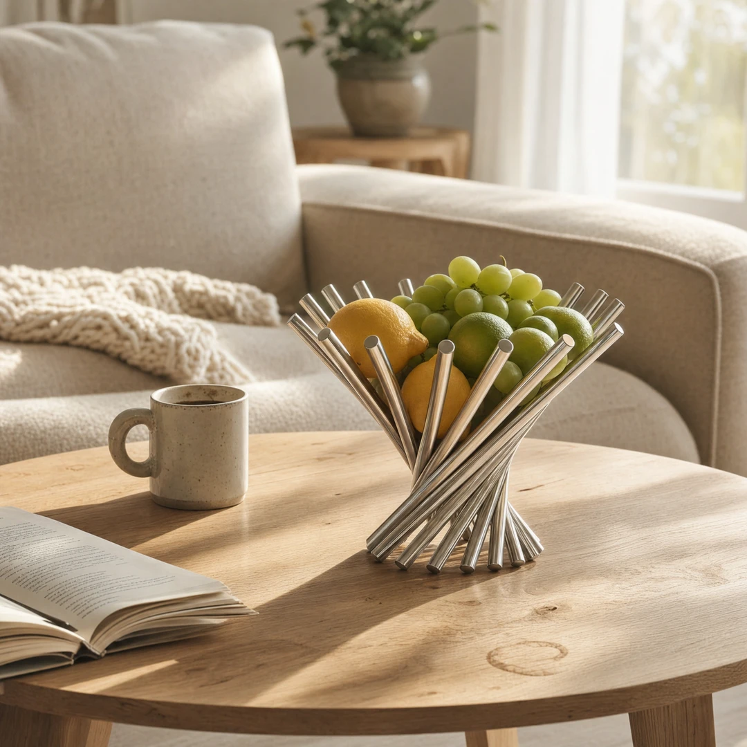 Folding Stainless Steel Fruit Basket - Nordic Living Room Alt