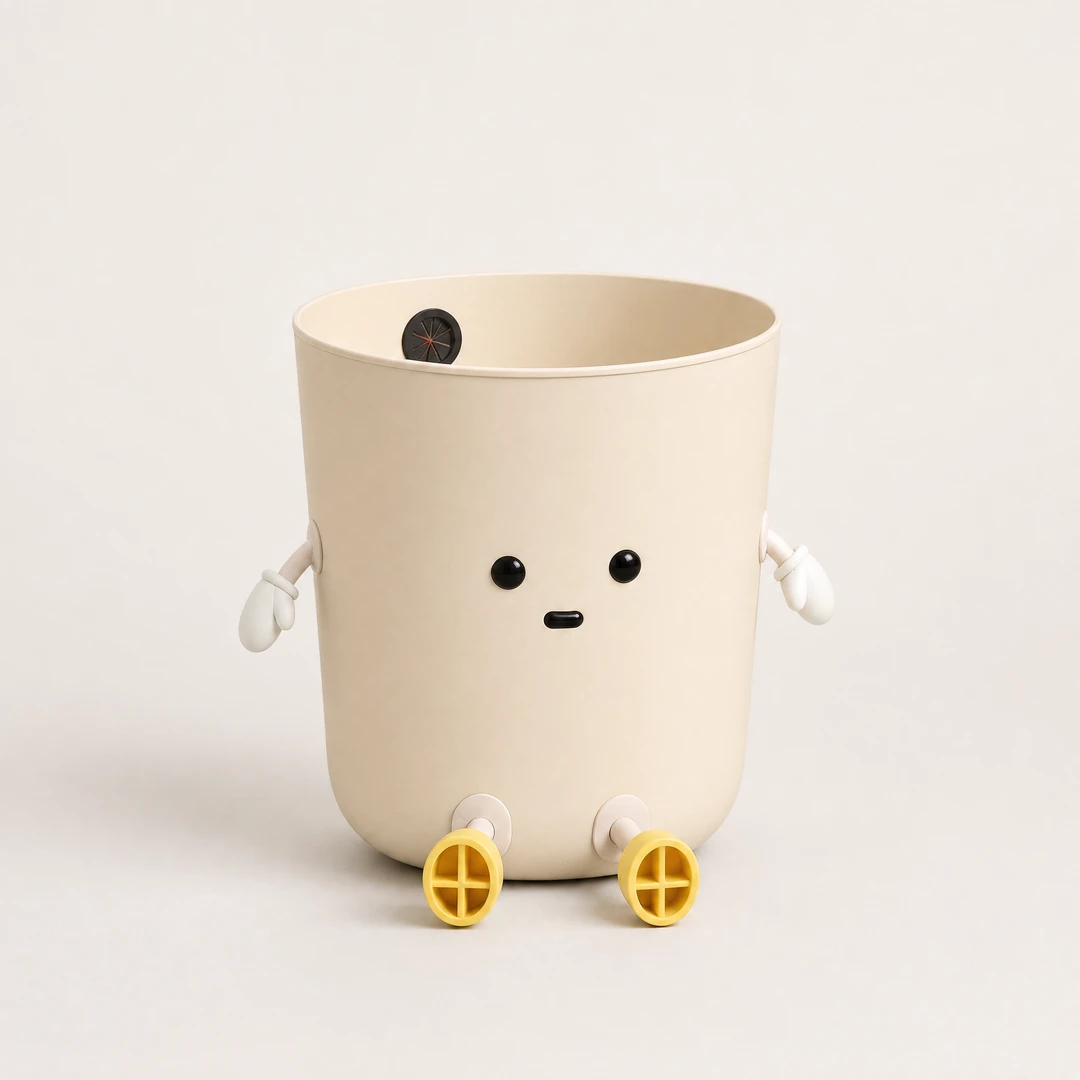 Cartoon Creative Trash Can - Sitting Variant Front View