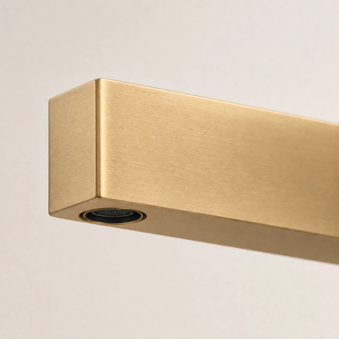 Brushed Gold Basin Faucet - Spout Detail