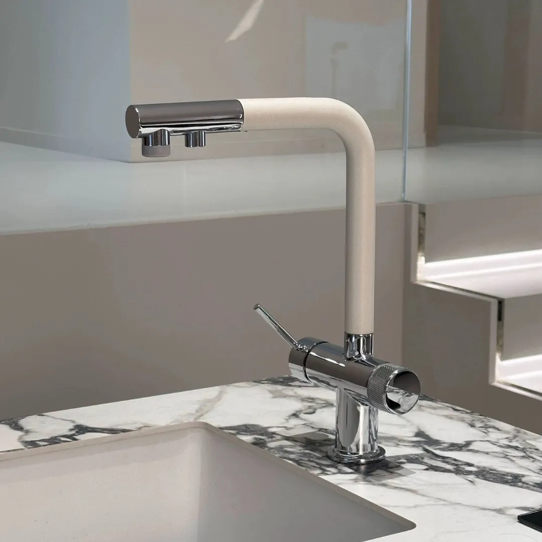 Modern Brass 3-in-1 Kitchen Faucet