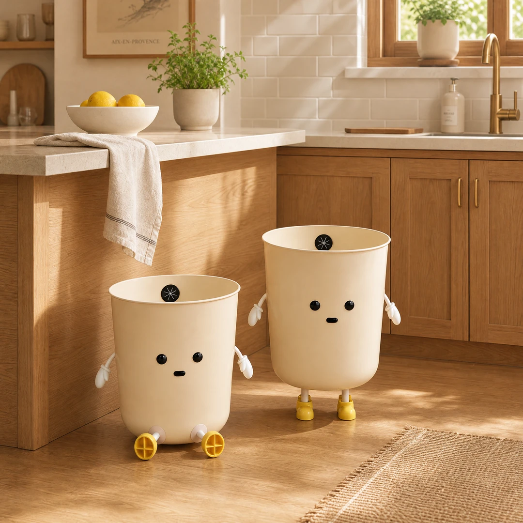 Cartoon Creative Trash Can - Kitchen Scene