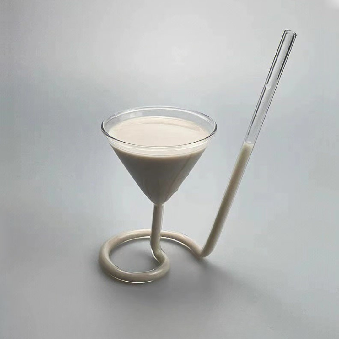 Spiral Martini Glass with Straw