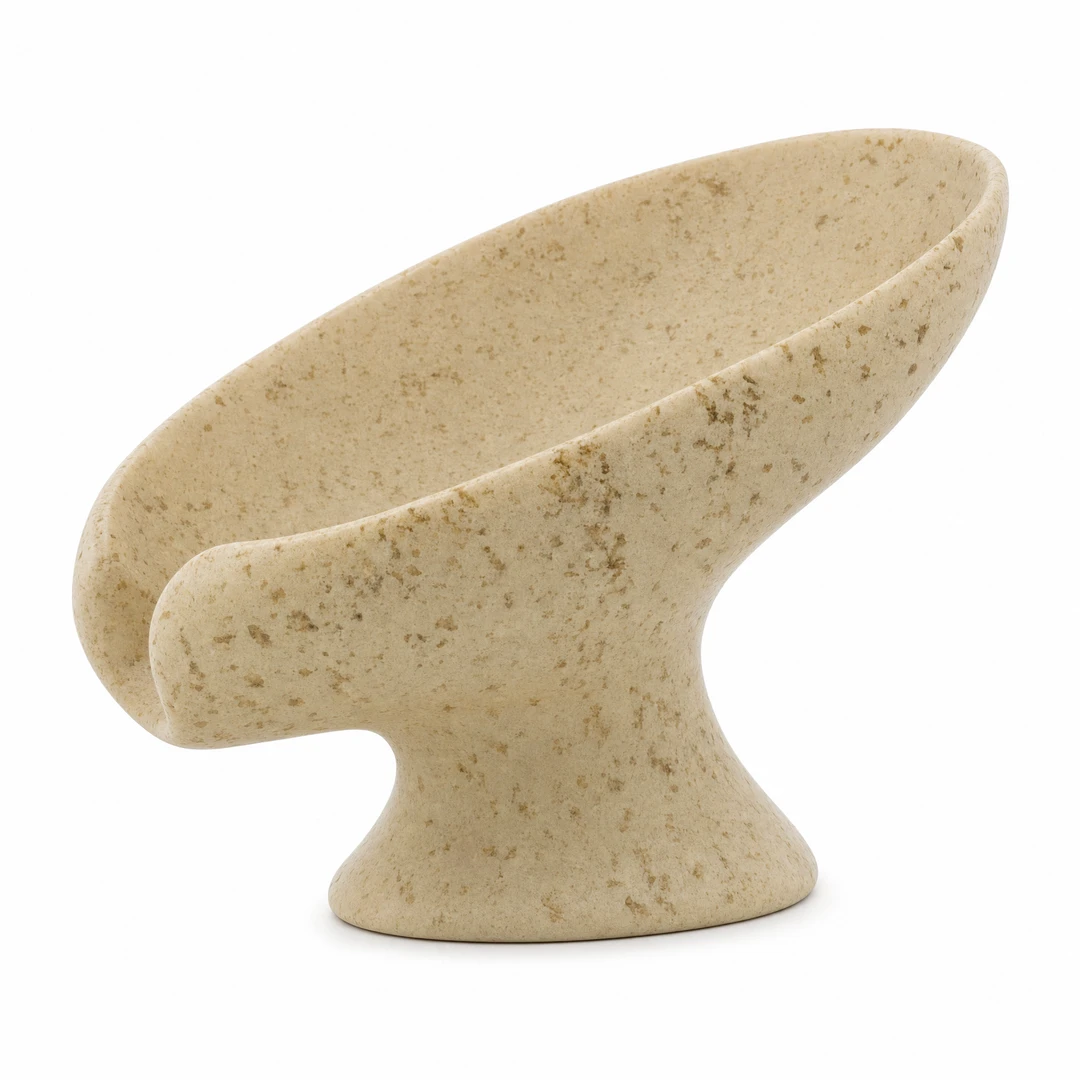 Travertine Lotus Soap Dish - Front view