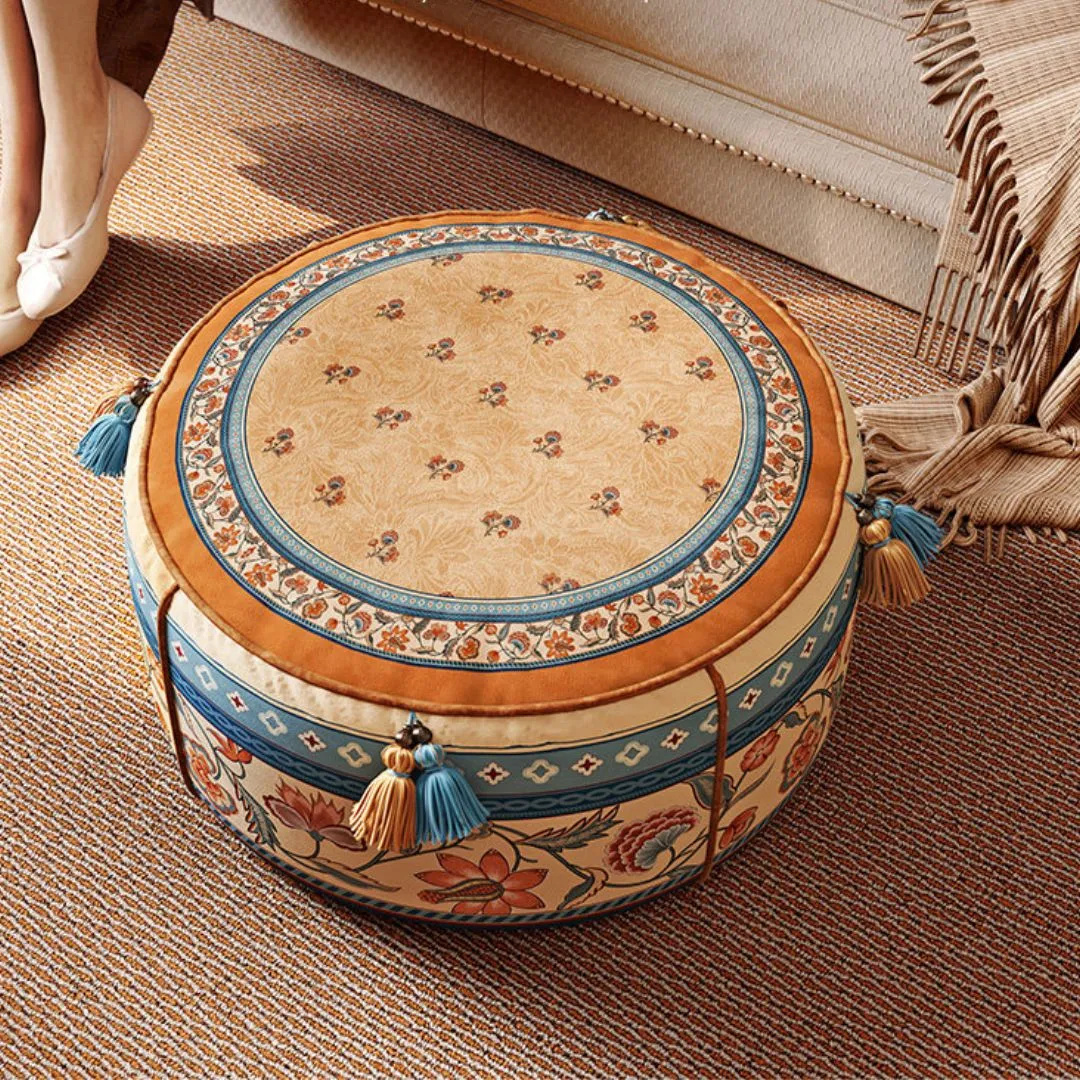 Plush Velvet Round Pouf Ottoman
