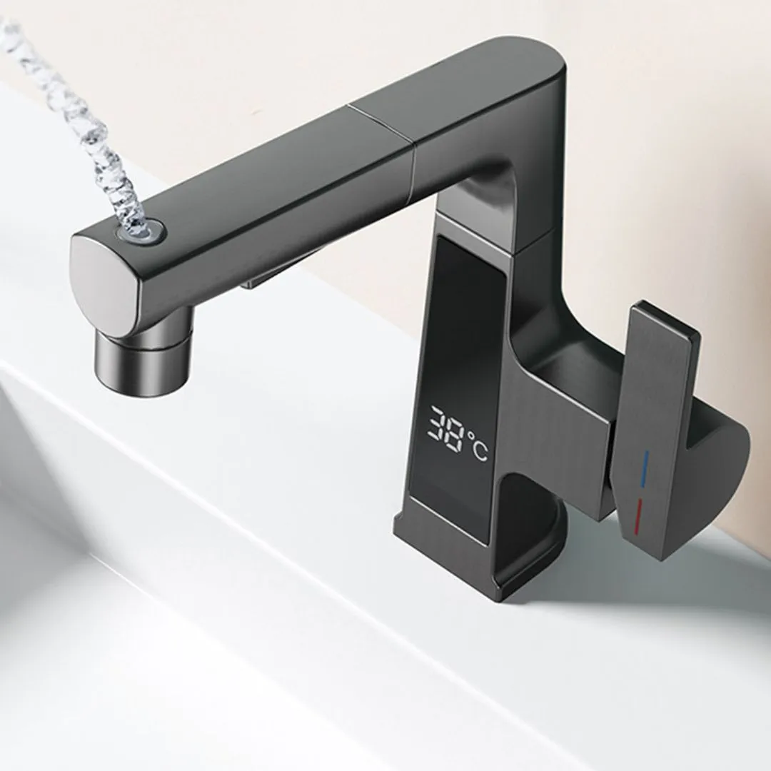 Pull-Out Basin Faucet with LED Display