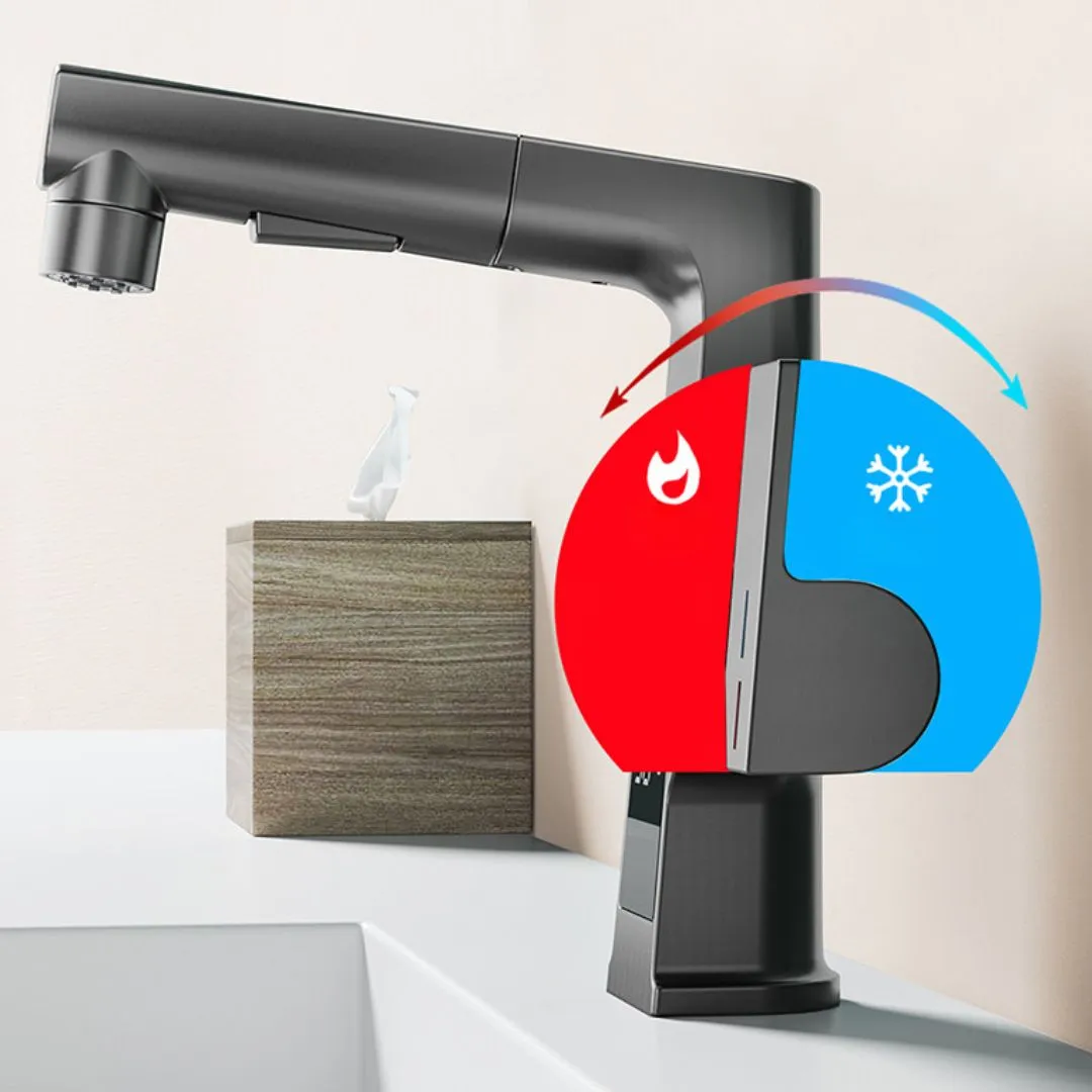 Pull-Out Basin Faucet with LED Display