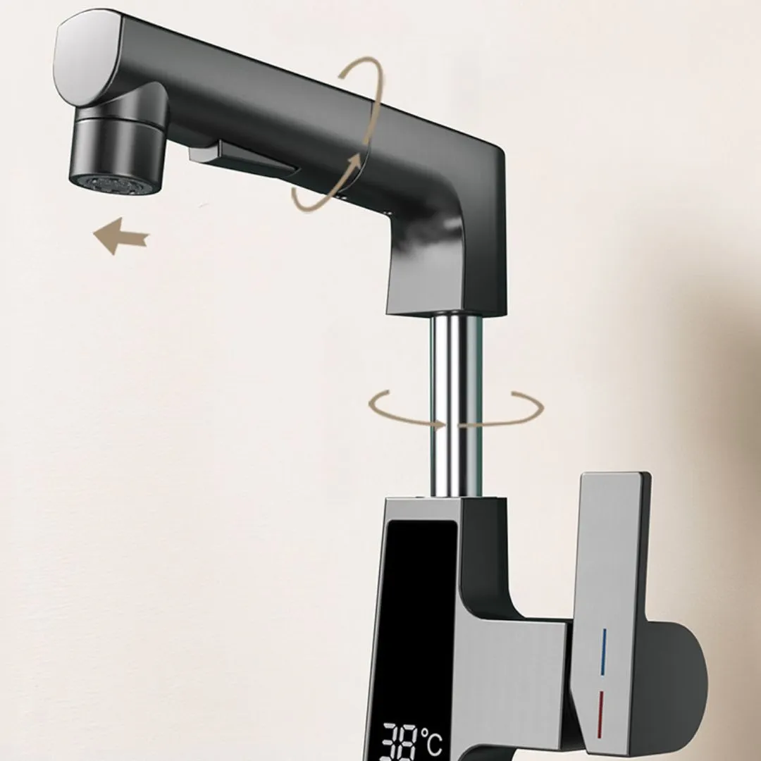 Pull-Out Basin Faucet with LED Display