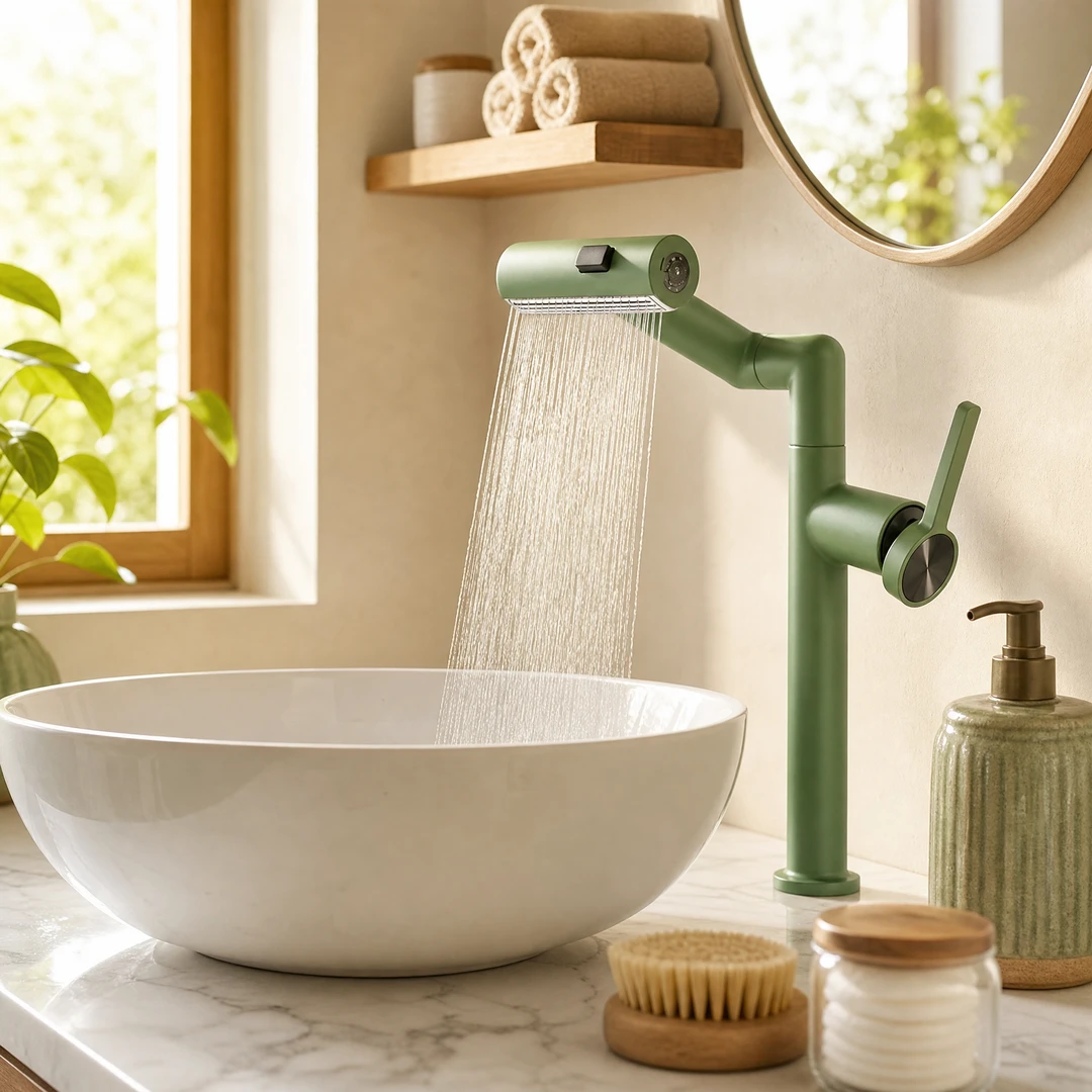 Zemor 1080° Swivel Brass Basin Faucet - Morning bathroom shower mode