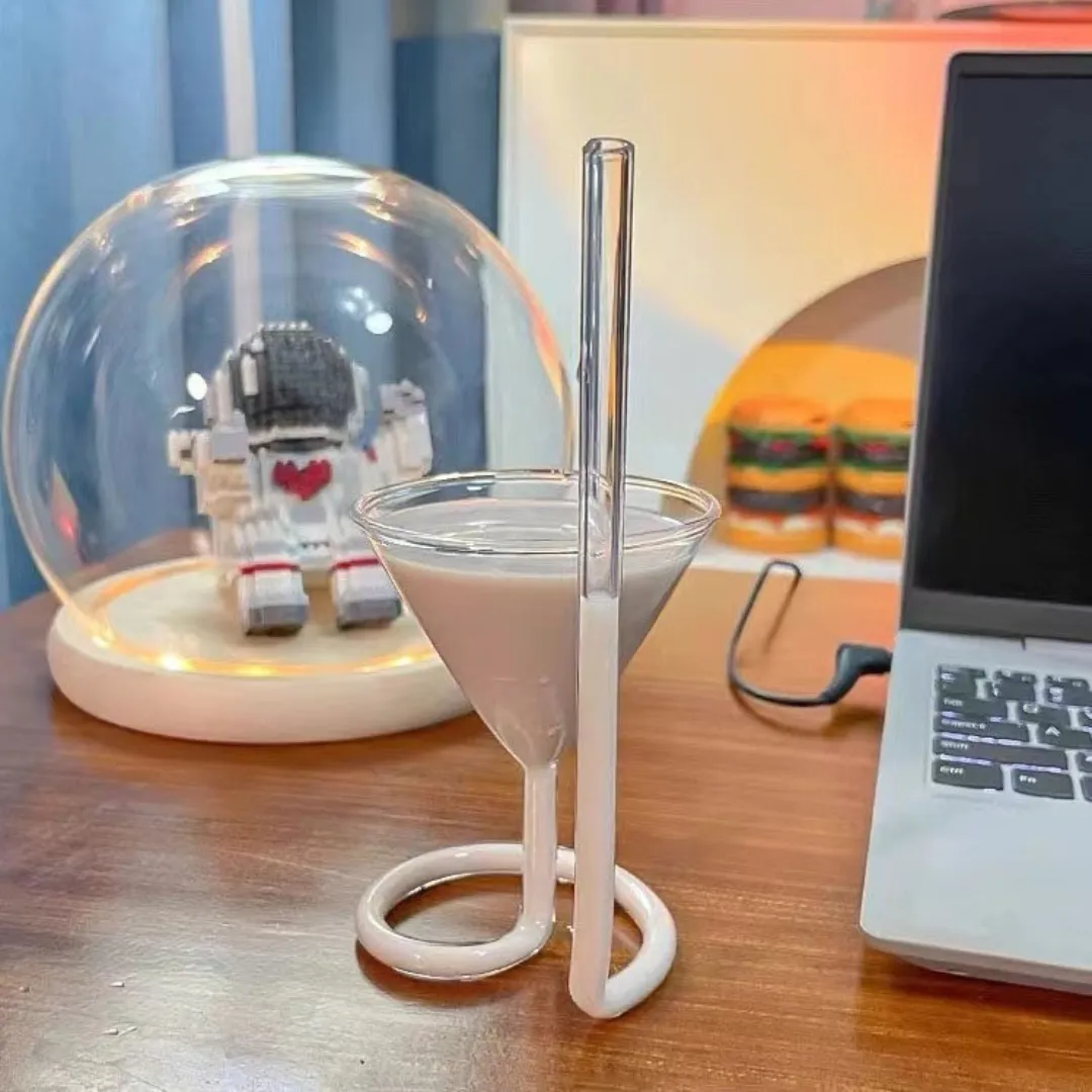 Spiral Martini Glass with Straw