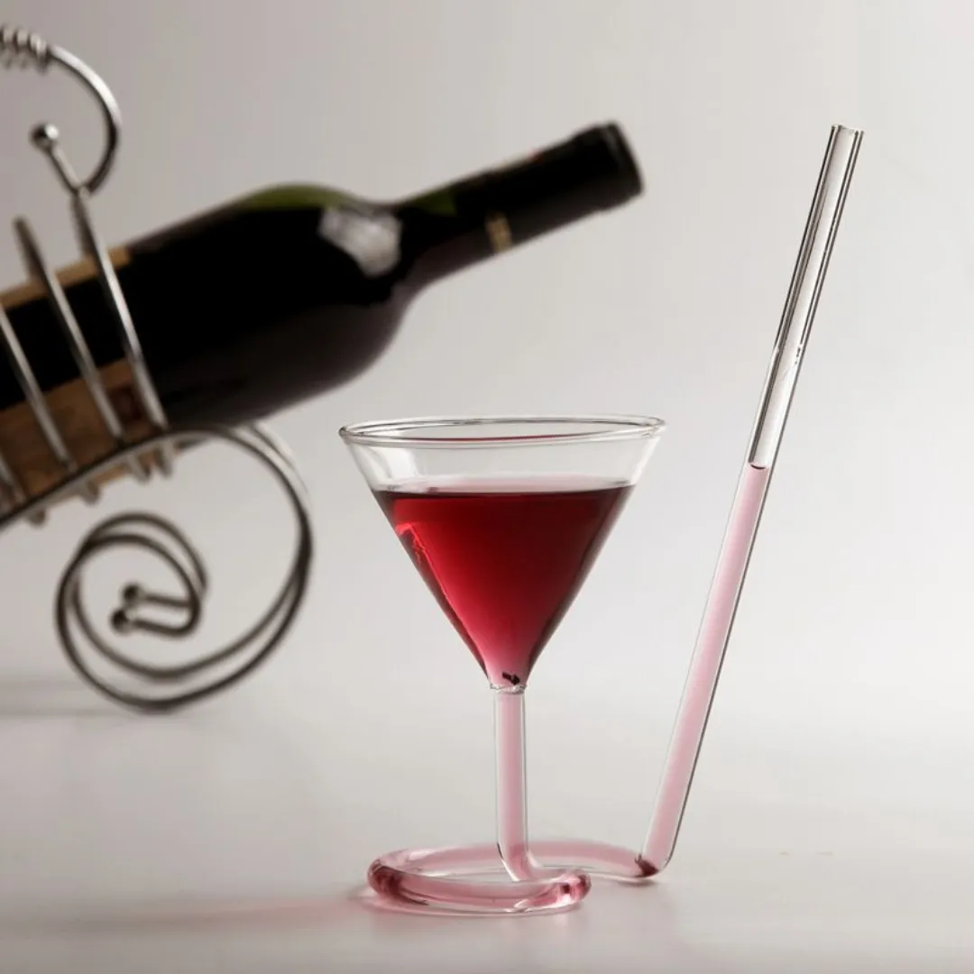 Spiral Martini Glass with Straw