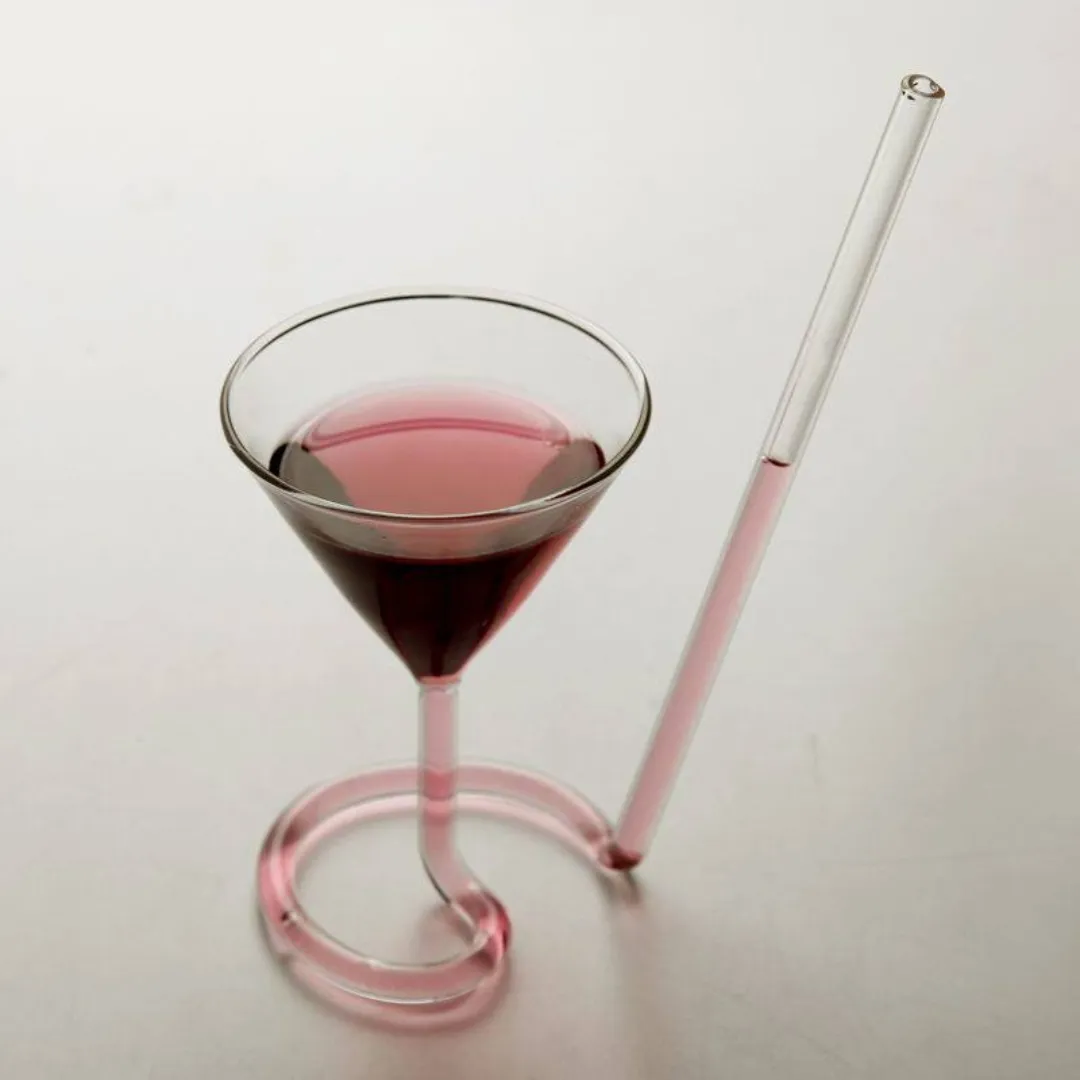 Spiral Martini Glass with Straw