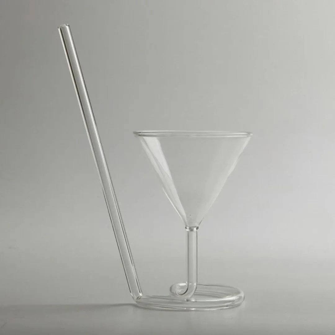Spiral Martini Glass with Straw