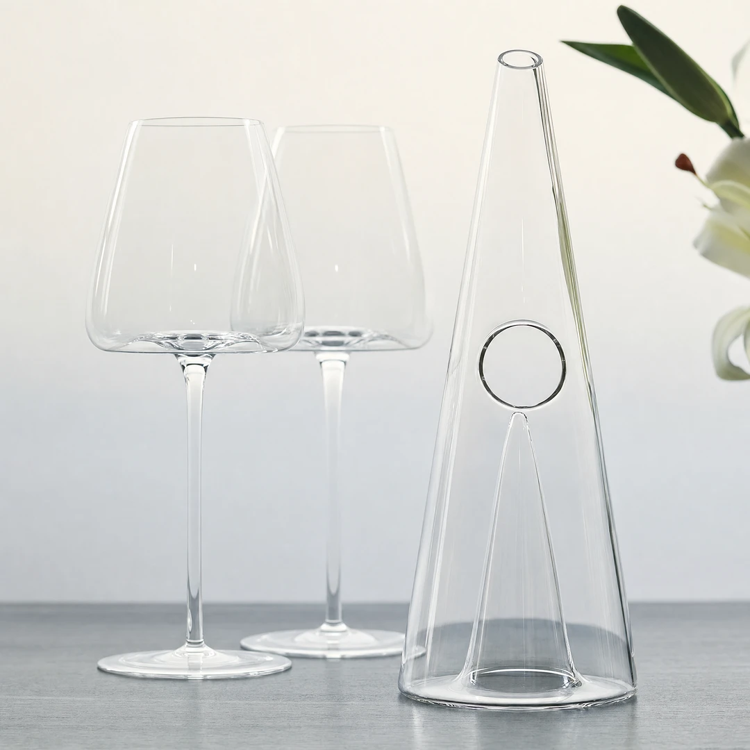 Handblown Waterfall Wine Decanter