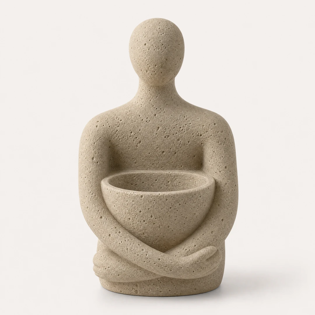 Wabi-Sabi Figure Planter front view - studio product shot