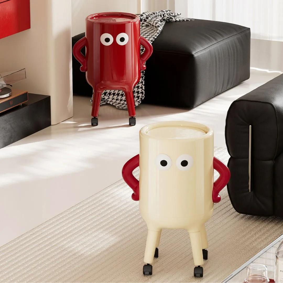 Tall Rolling Trash Can with Lid