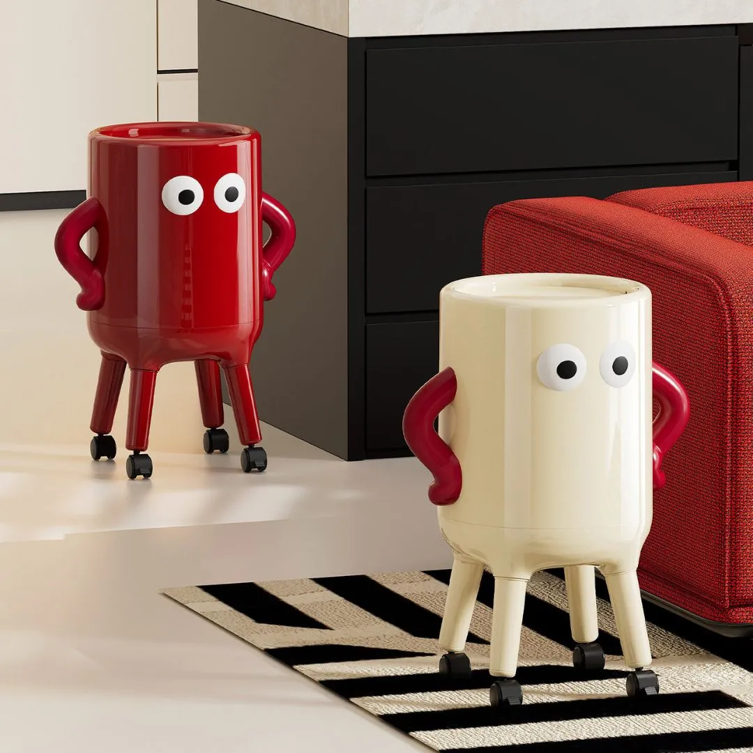 Tall Rolling Trash Can with Lid