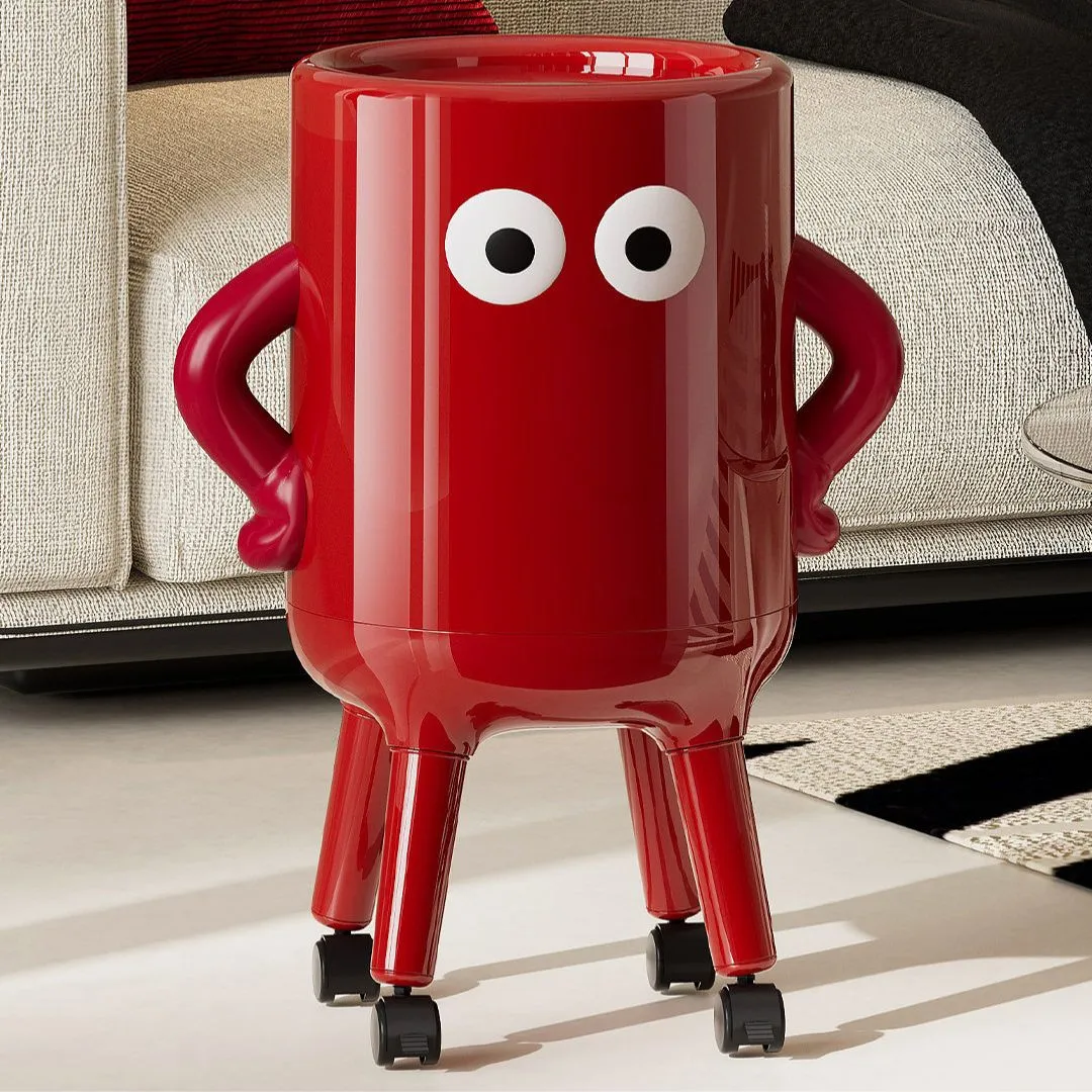 Tall Rolling Trash Can with Lid