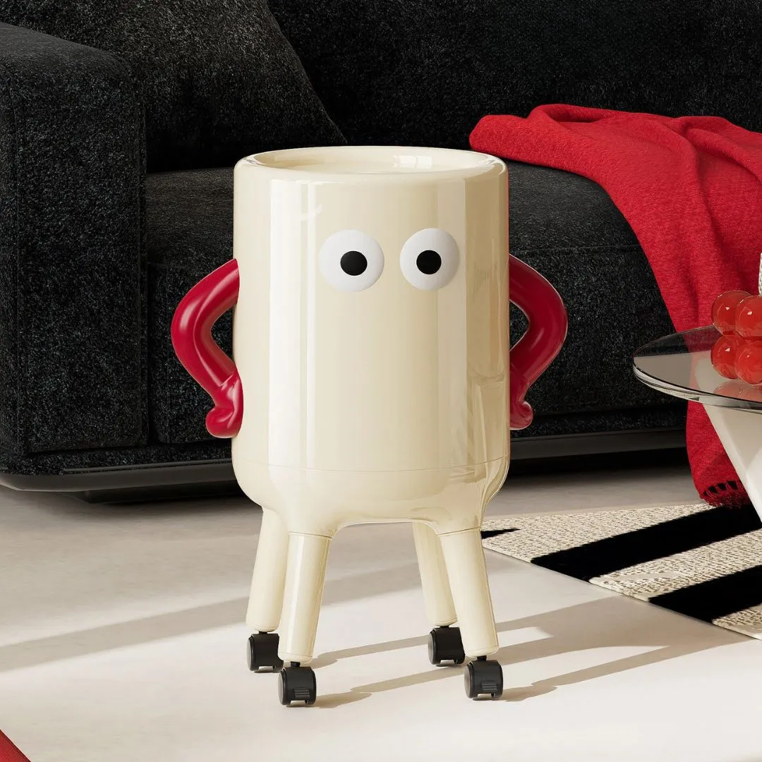 Tall Rolling Trash Can with Lid