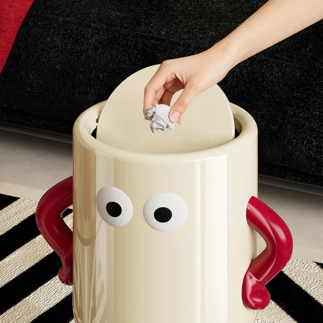 Tall Rolling Trash Can with Lid