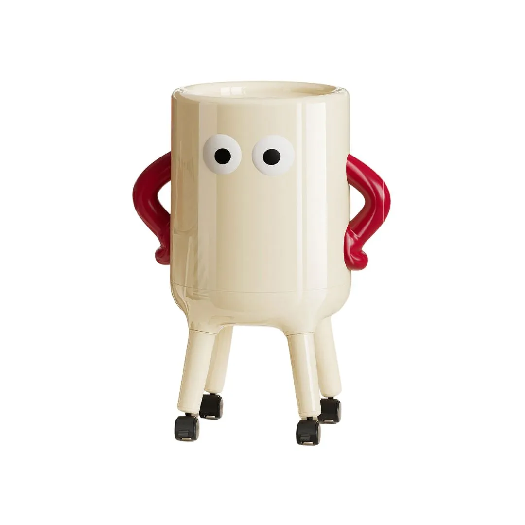 Tall Rolling Trash Can with Lid