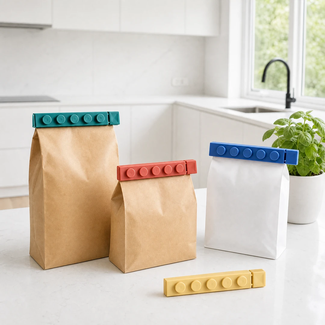 Morandi sealing clip kitchen scene - all 4 colors sealing snack bags