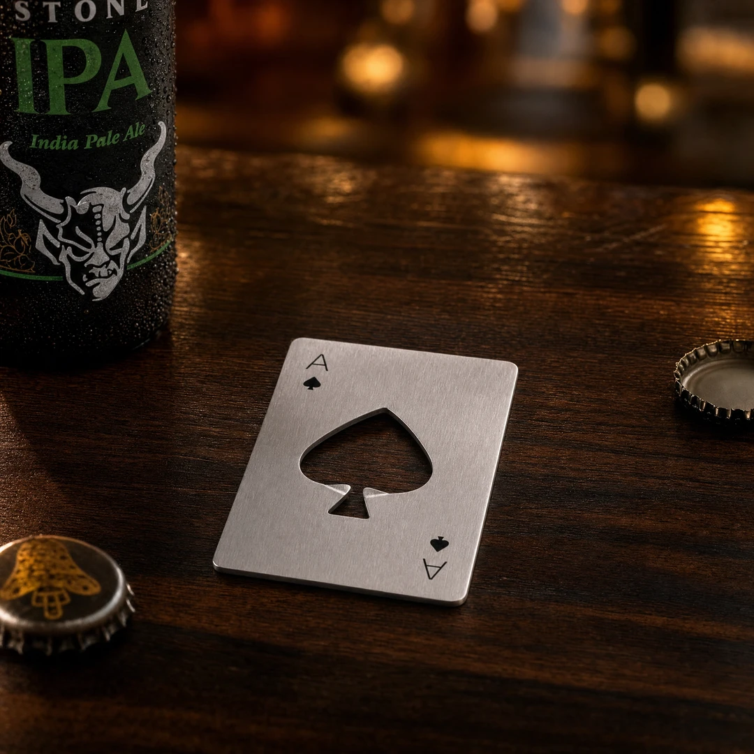 Ace of Spades Bottle Opener on bar counter