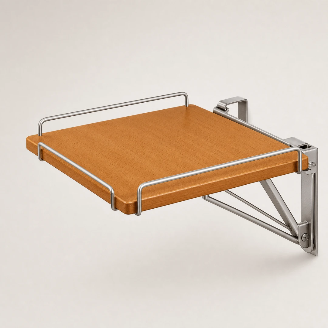 Honey Beech Folding Bedside Shelf - Product full view