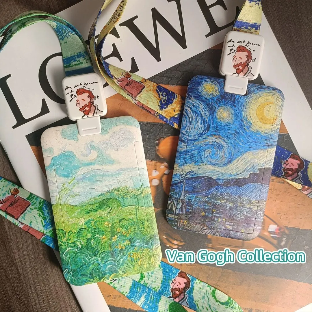 Van Gogh Embossed Card Holder with Lanyard