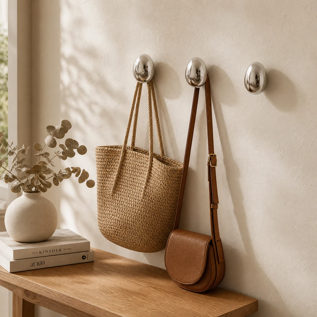 Silver Ceramic Drop Hook - Entryway Scene