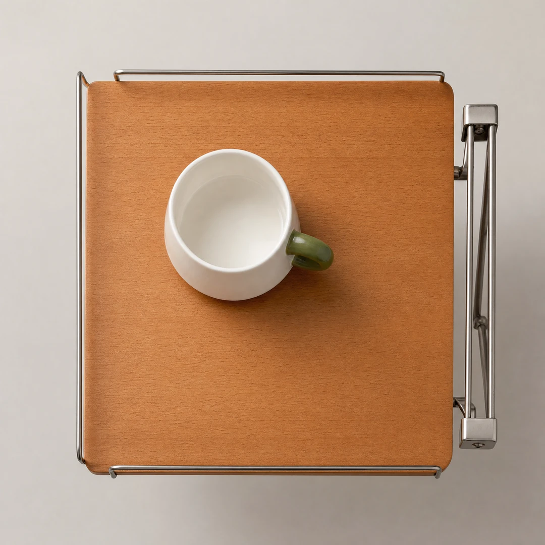 Honey Beech Folding Bedside Shelf - Top down view