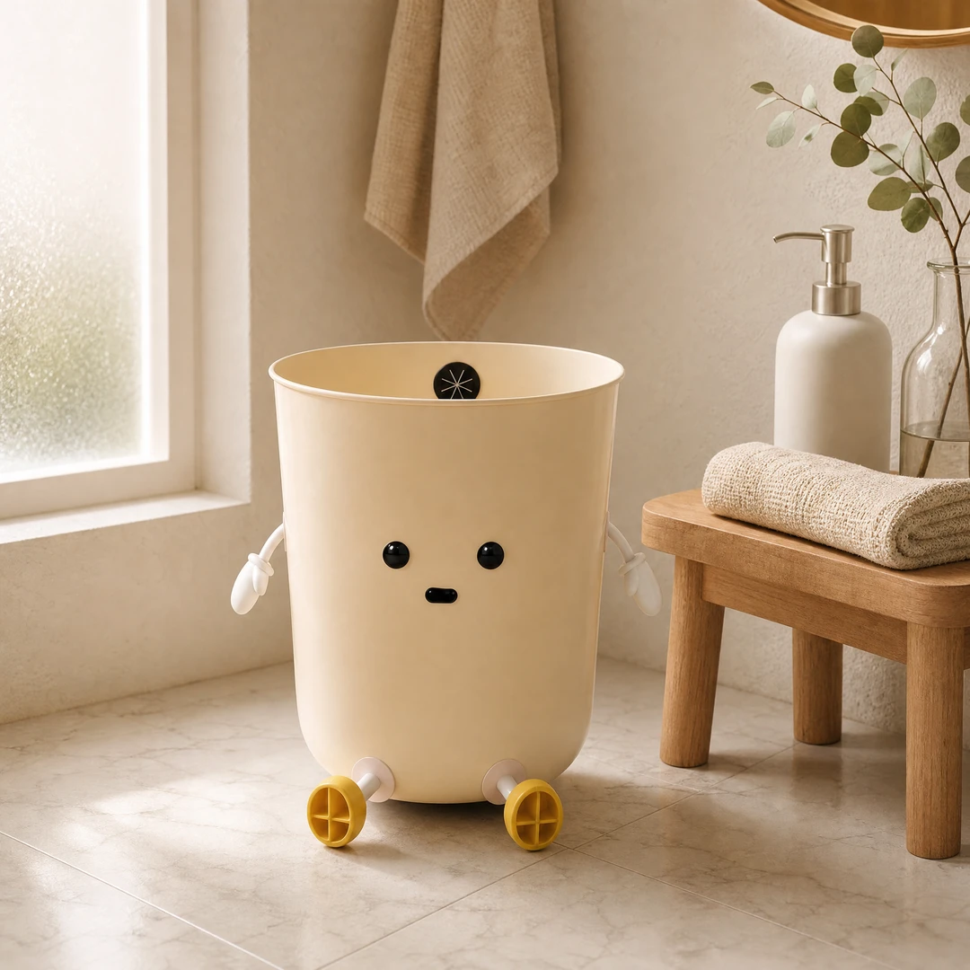 Cartoon Creative Trash Can - Bathroom Scene