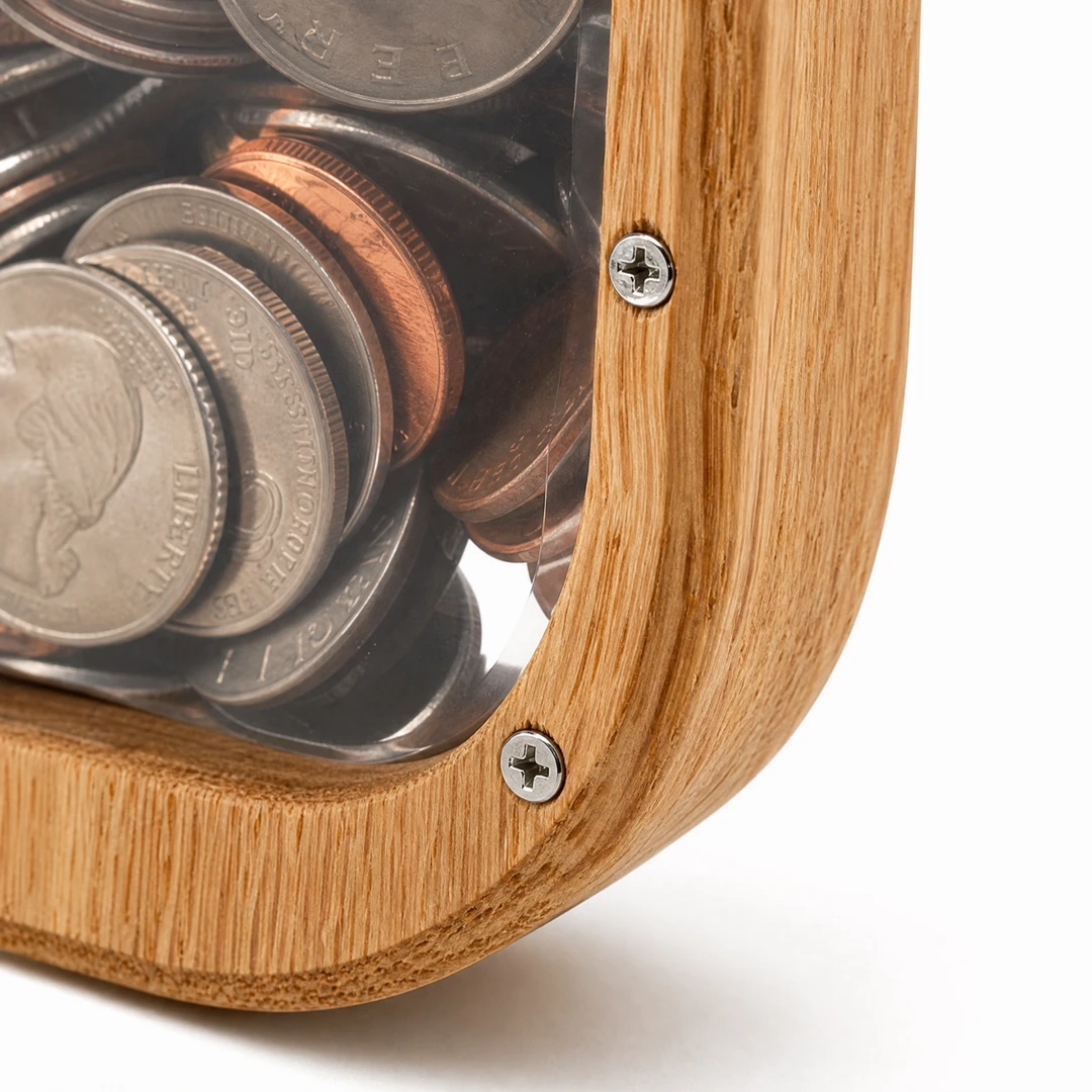 Wooden Letter Shaped Piggy Bank - Detail View