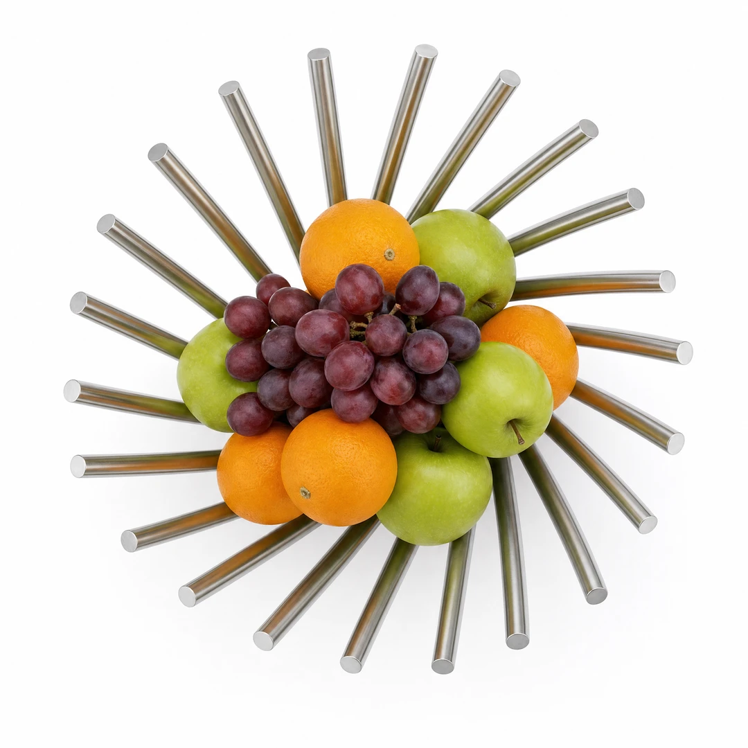 Folding Stainless Steel Fruit Basket - Top View with Fruits