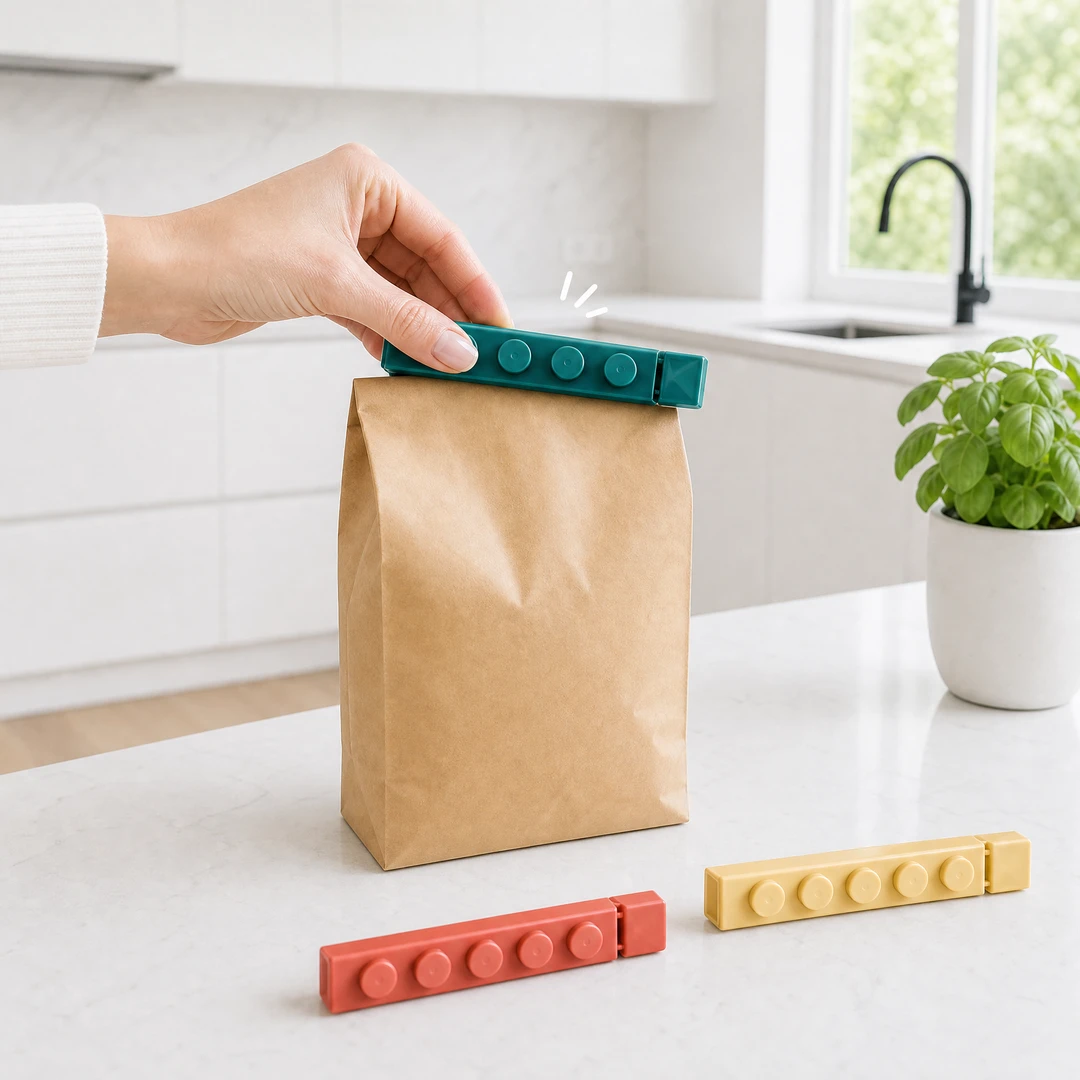 Morandi sealing clip lifestyle - hand sealing bag